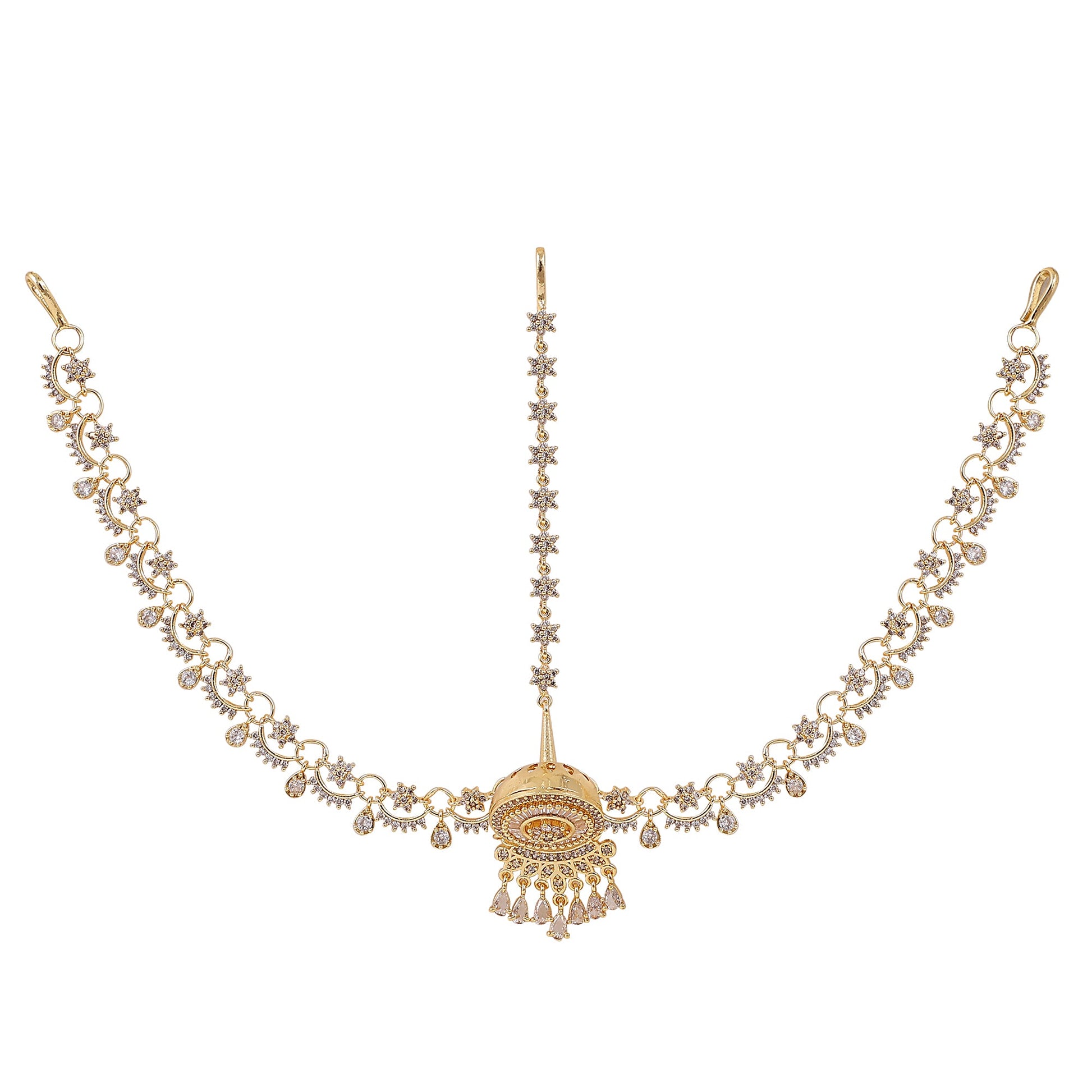 Opal Touch - American Diamond Ganga Jamuna Borla (Matha Patti) - Matha Patti