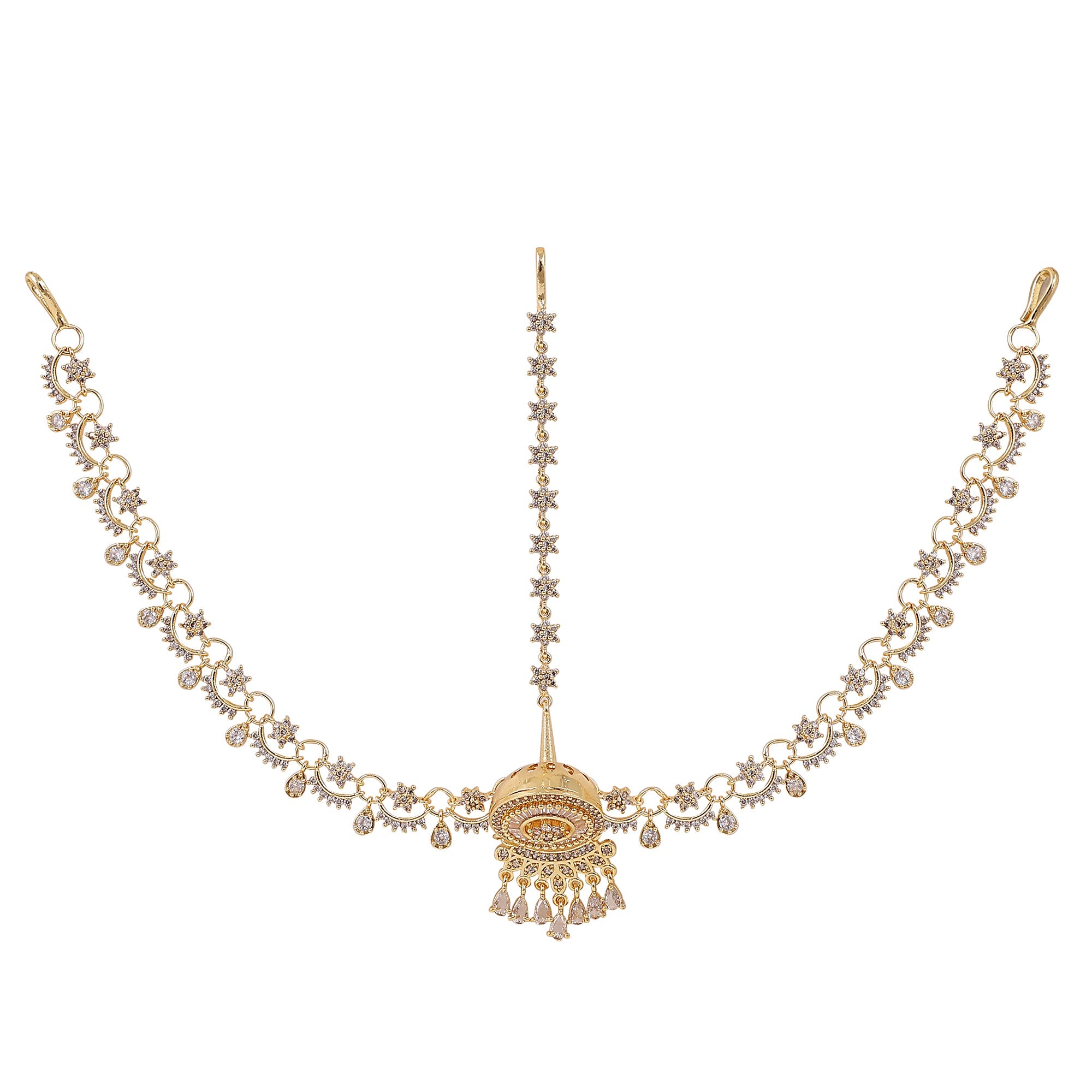 Opal Touch - American Diamond Ganga Jamuna Borla (Matha Patti) - Matha Patti