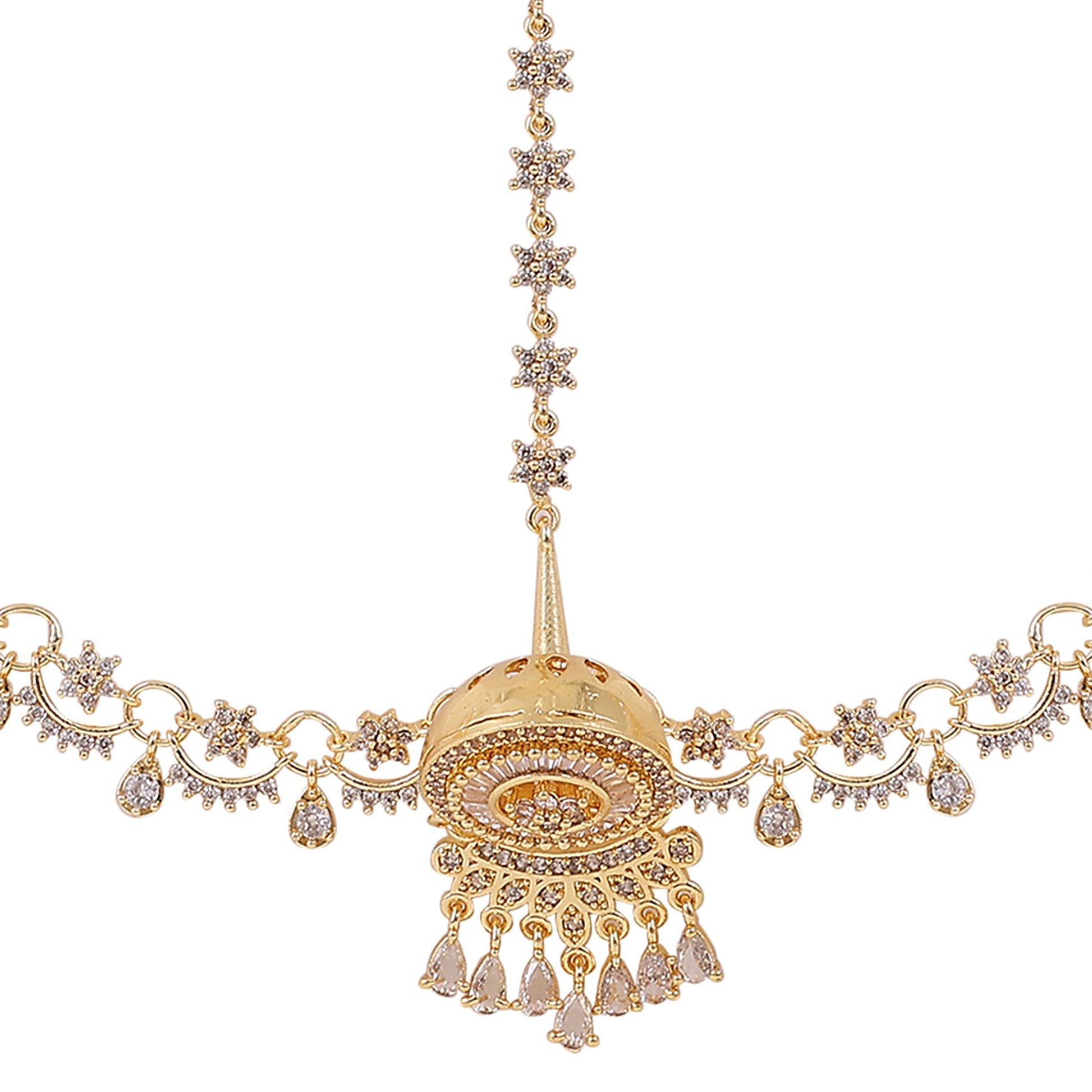 Opal Touch - American Diamond Ganga Jamuna Borla (Matha Patti) - Matha Patti