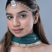 American Diamond Ganga Jamuna Borla (Matha Patti) - Opal Touch