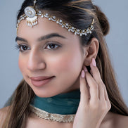 American Diamond Ganga Jamuna Borla (Matha Patti) - Opal Touch
