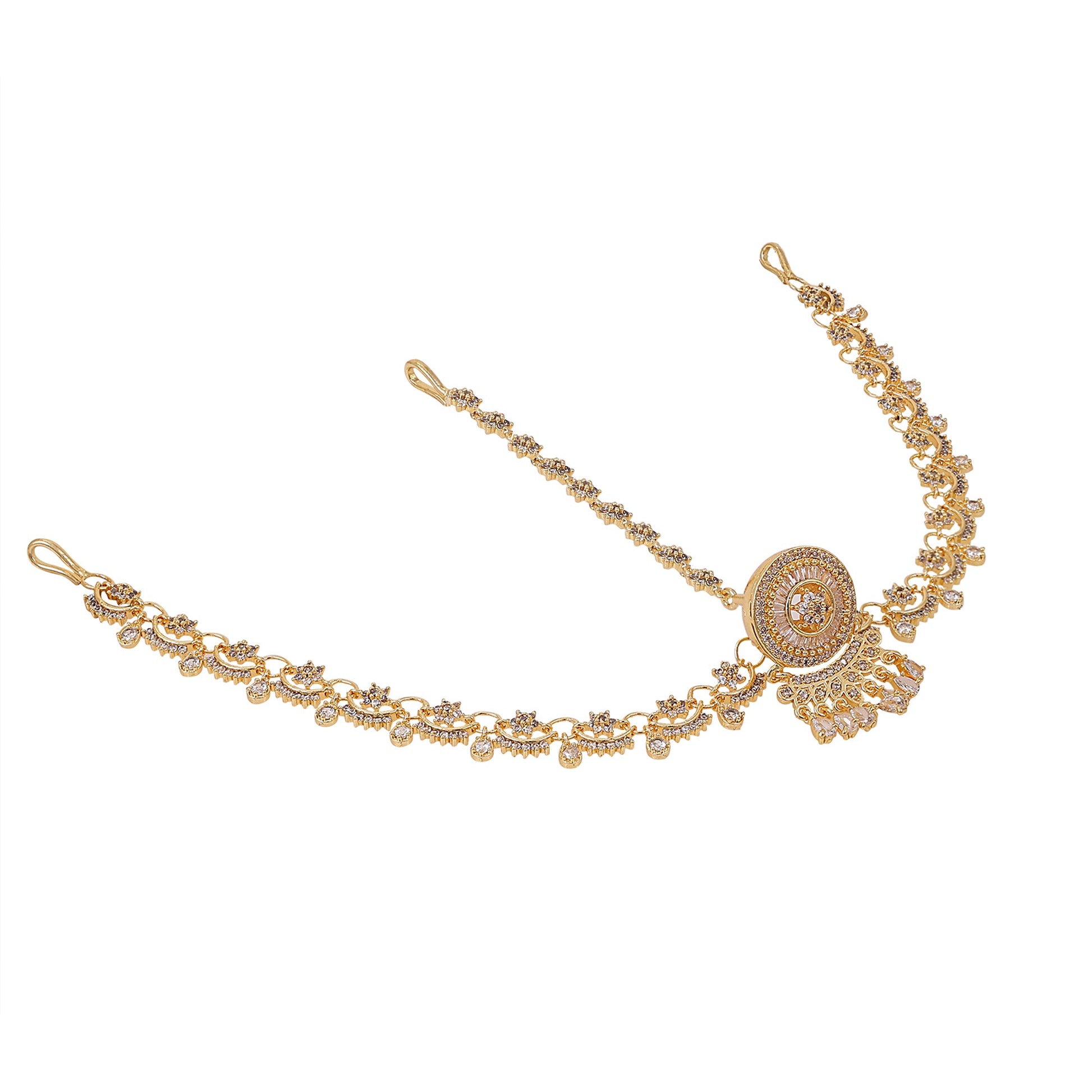 Opal Touch - American Diamond Ganga Jamuna Borla (Matha Patti) - Matha Patti