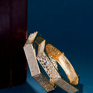 American Diamond Gold Kada Bangles (Pack of 2) - Opal Touch