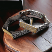 Opal Touch - American Diamond Gold Kada Bangles (Pack of 2) - Bangles