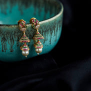 Jhumka - American Diamond Gold Plated Jhumka - Opal Touch