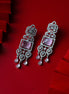 American Diamond Long Rhodium Plated Dangle Earrings - Opal Touch