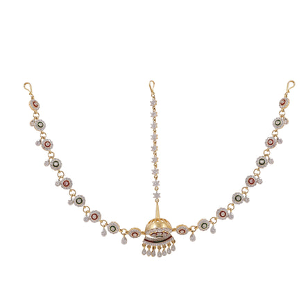 Opal Touch - American Diamond Minakari Borla (Matha Patti) - Matha Patti