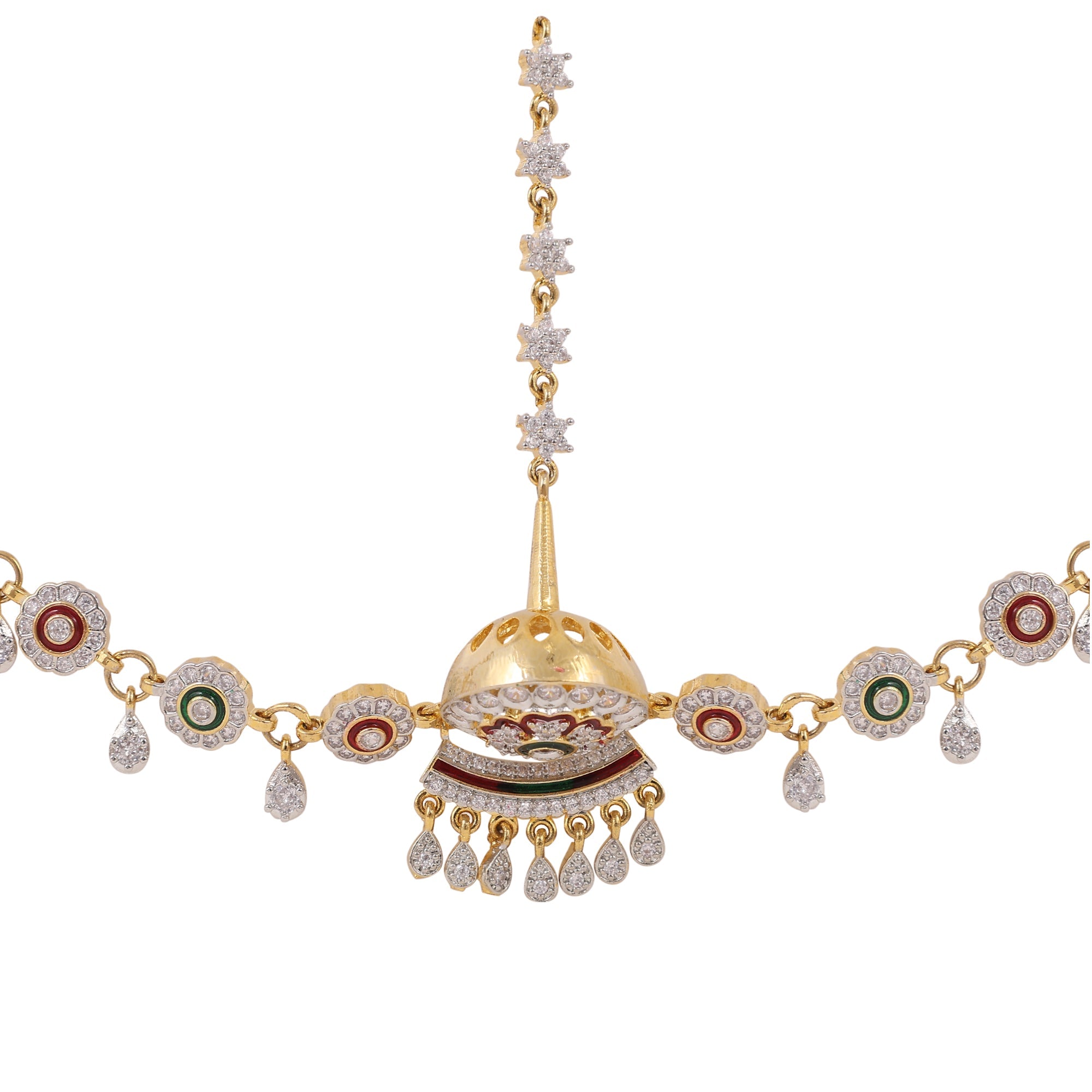 Opal Touch - American Diamond Minakari Borla (Matha Patti) - Matha Patti