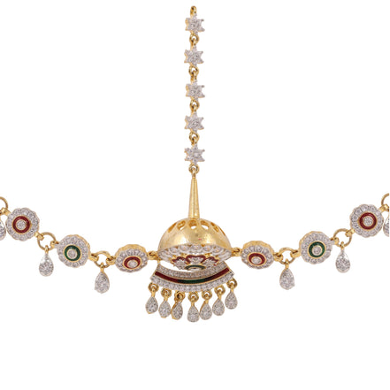 Opal Touch - American Diamond Minakari Borla (Matha Patti) - Matha Patti