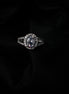 American Diamond Oval Halo Solitaire Statement Rhodium Plated Ring - Opal Touch