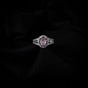 American Diamond Oval Halo Solitaire Statement Rhodium Plated Ring - Opal Touch