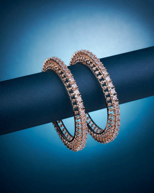 Opal Touch - American Diamond Pacheli Rose Gold Bangles (Pack of 2) - Bangles