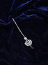 American Diamond Pink Stone Rhodium Plated Maang Tikka - Opal Touch