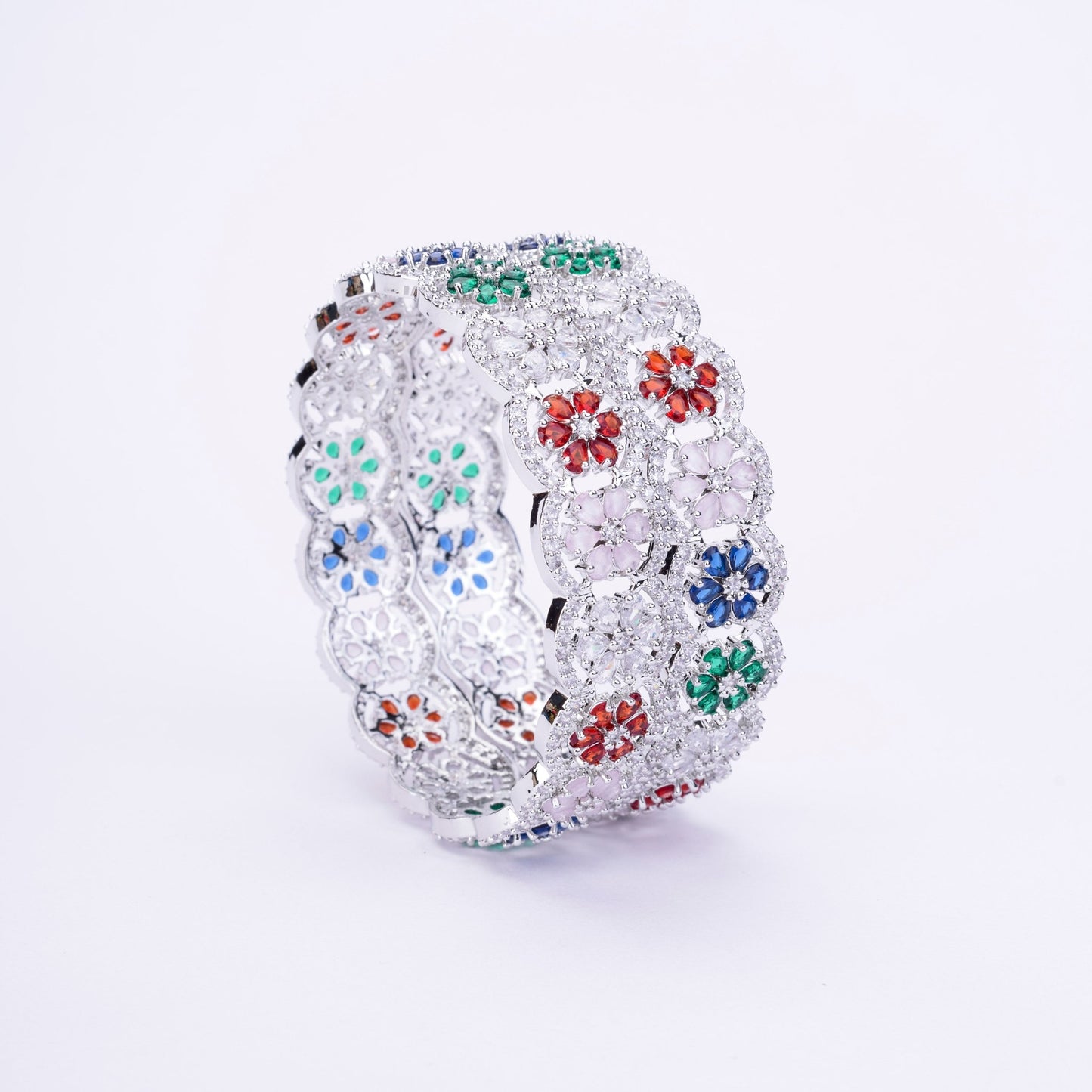 Opal Touch - American Diamond Rhodium Bangles - Bangles