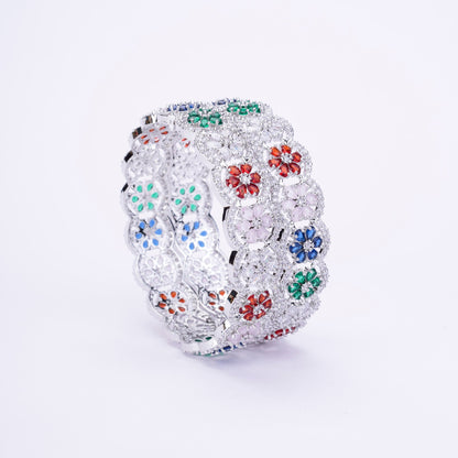 Opal Touch - American Diamond Rhodium Bangles - Bangles