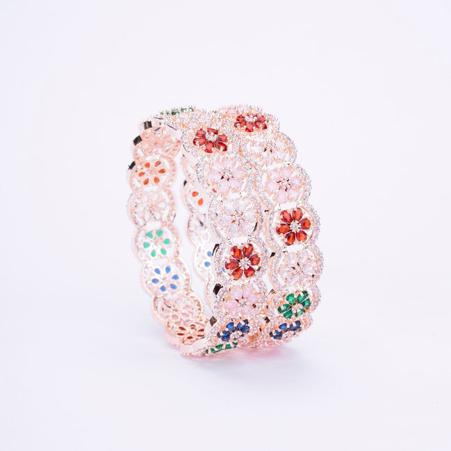 Bangles - American Diamond Rose Gold Bangles - Opal Touch