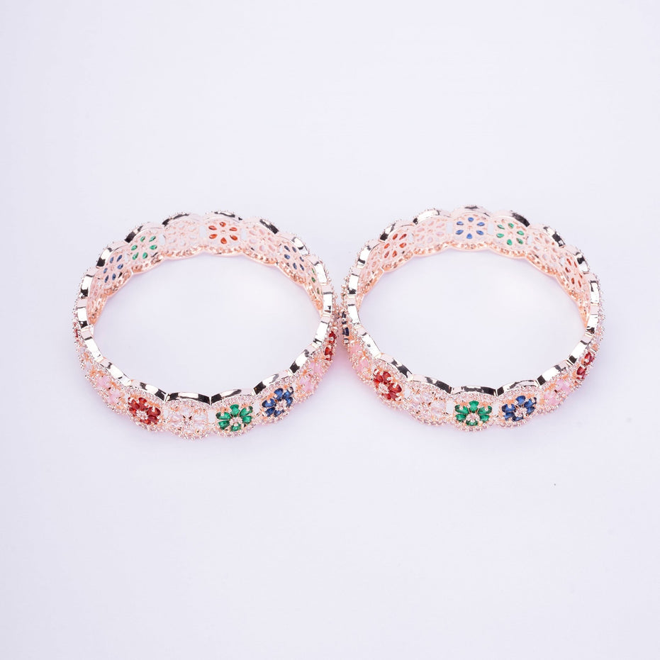Bangles - American Diamond Rose Gold Bangles - Opal Touch