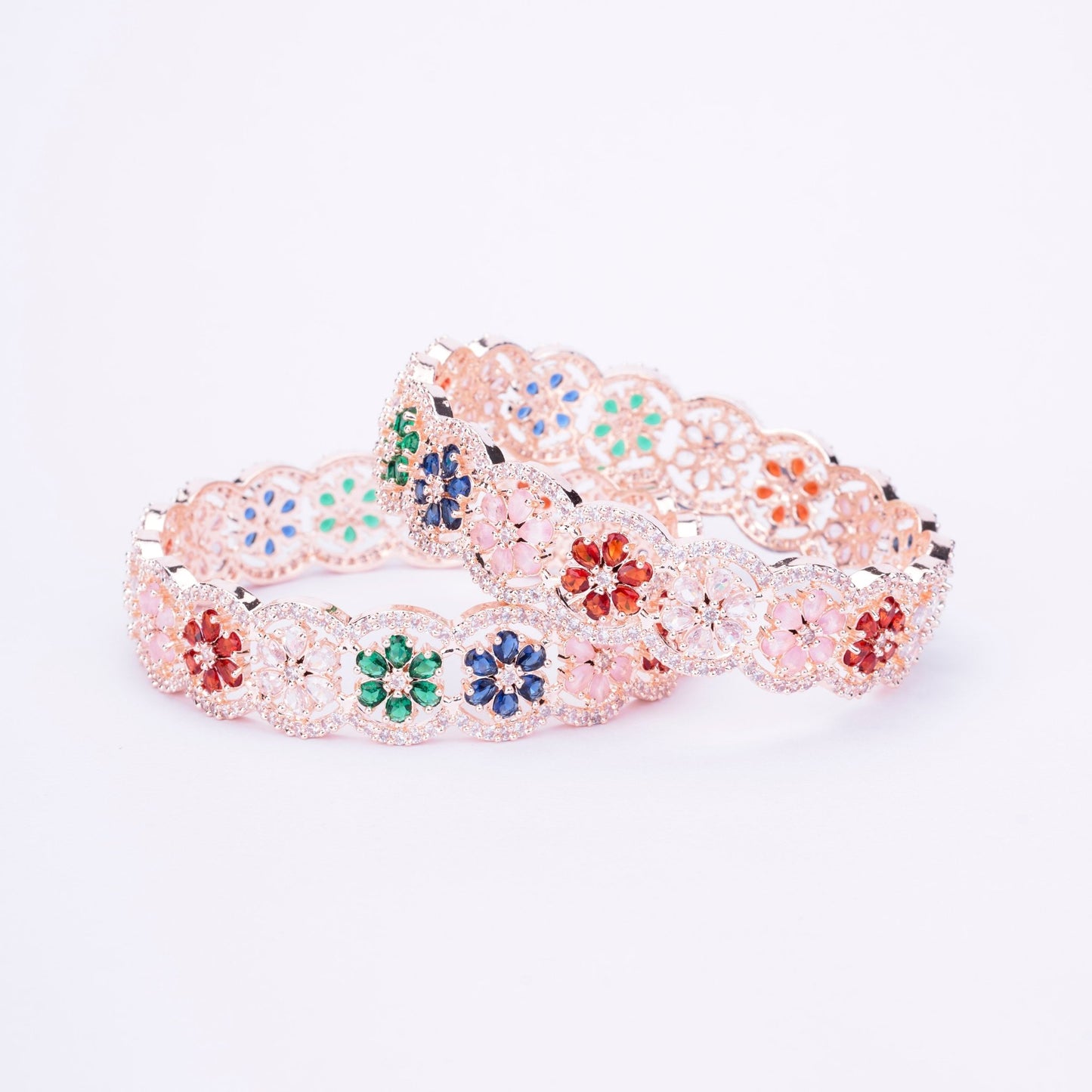 Bangles - American Diamond Rose Gold Bangles - Opal Touch