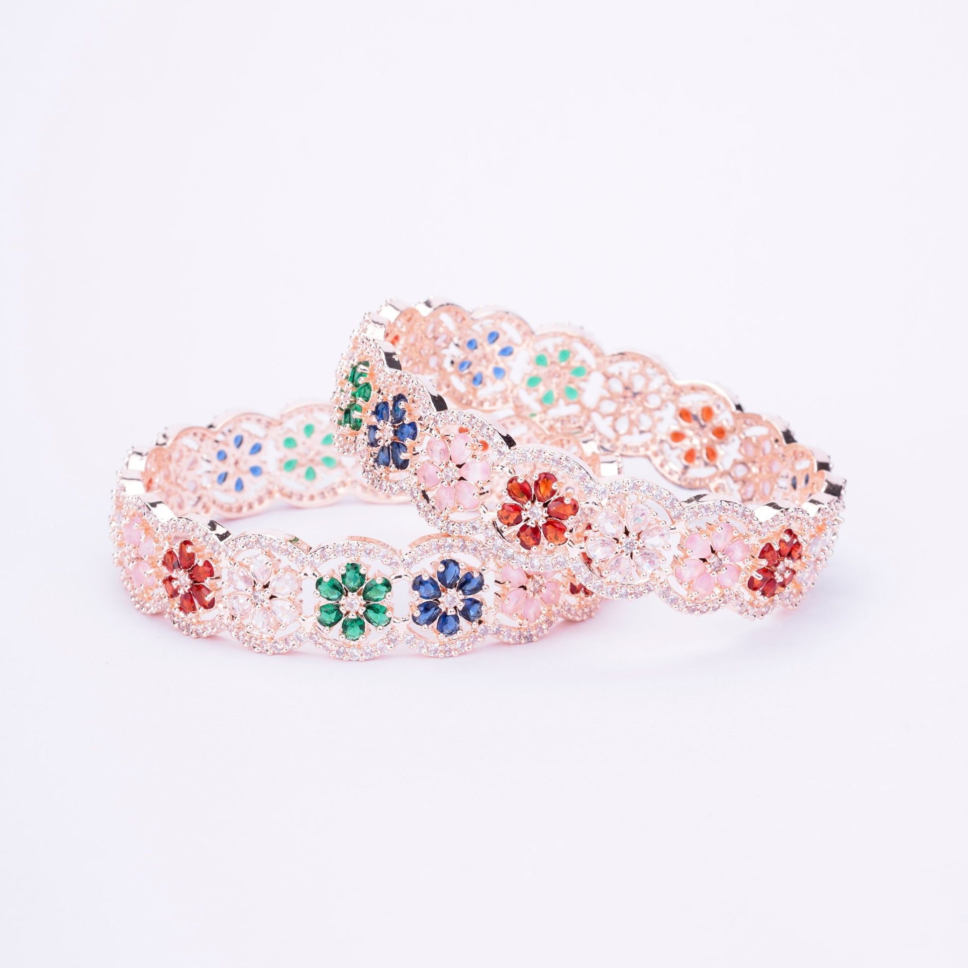 Bangles - American Diamond Rose Gold Bangles - Opal Touch