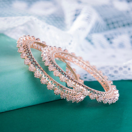 Opal Touch - American Diamond Rose Gold Pacheli Bangles Set (Pack of 2) - Bangles