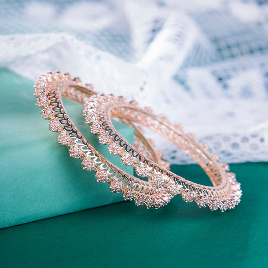 Opal Touch - American Diamond Rose Gold Pacheli Bangles Set (Pack of 2) - Bangles