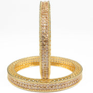 American Diamond Round Gold Bangles (Pack of 2) - Opal Touch