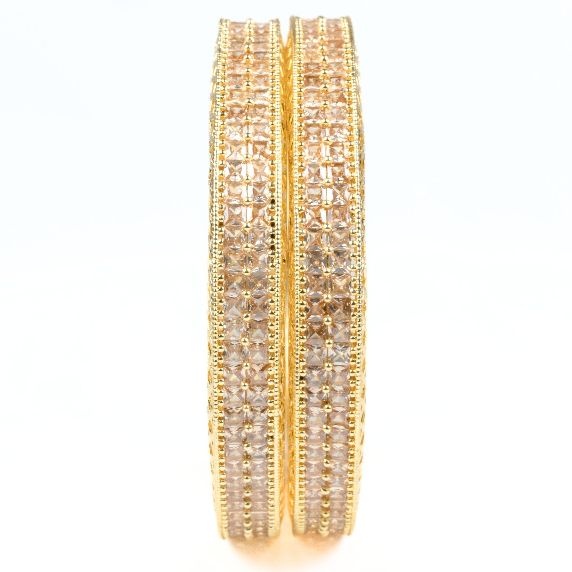 American Diamond Round Gold Bangles (Pack of 2) - Opal Touch