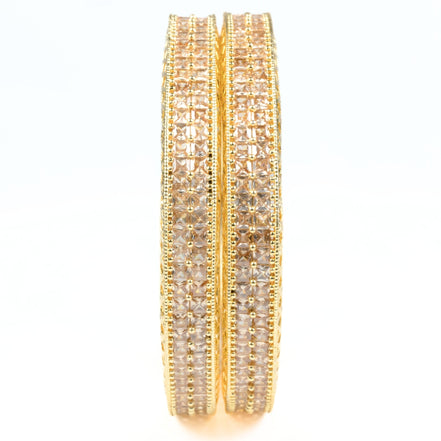 American Diamond Round Gold Bangles (Pack of 2) - Opal Touch