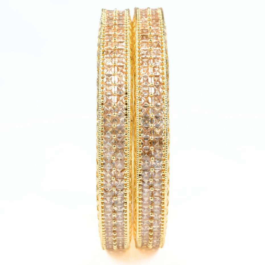American Diamond Round Gold Bangles (Pack of 2) - Opal Touch