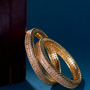 Opal Touch - American Diamond Round Gold Bangles (Pack of 2) - Bangles