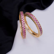 Opal Touch - American Diamond Round Gold Bangles (Pack of 2) - Bangles