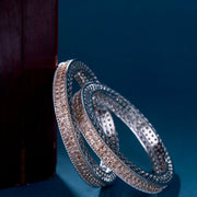 Opal Touch - American Diamond Round Rhodium Bangles (Pack of 2) - Bangles