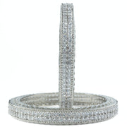 American Diamond Round Rhodium Bangles (Pack of 2) - Opal Touch