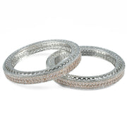 American Diamond Round Rhodium Bangles (Pack of 2) - Opal Touch