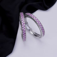 Opal Touch - American Diamond Round Rhodium Bangles (Pack of 2) - Bangles