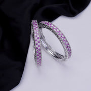 Opal Touch - American Diamond Round Rhodium Bangles (Pack of 2) - Bangles