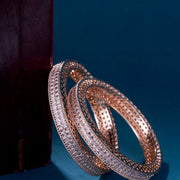 Opal Touch - American Diamond Round Rose Gold Bangles (Pack of 2) - Bangles