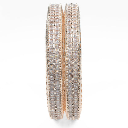 American Diamond Round Rose Gold Bangles (Pack of 2) - Opal Touch