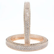 American Diamond Round Rose Gold Bangles (Pack of 2) - Opal Touch