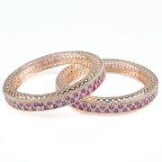 American Diamond Round Rose Gold Bangles (Pack of 2) - Opal Touch