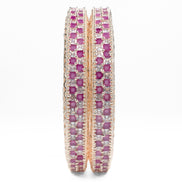 American Diamond Round Rose Gold Bangles (Pack of 2) - Opal Touch