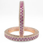 American Diamond Round Rose Gold Bangles (Pack of 2) - Opal Touch