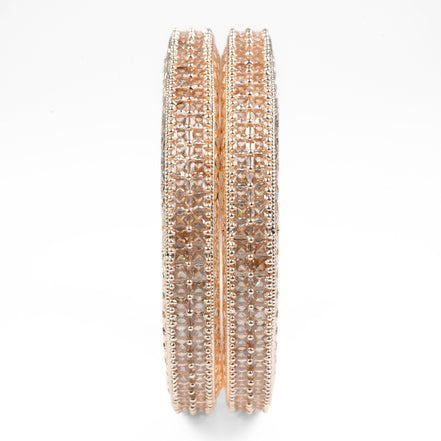 American Diamond Round Rose Gold Bangles (Pack of 2) - Opal Touch