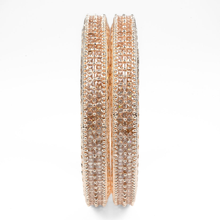 American Diamond Round Rose Gold Bangles (Pack of 2) - Opal Touch