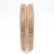 American Diamond Round Rose Gold Bangles (Pack of 2) - Opal Touch
