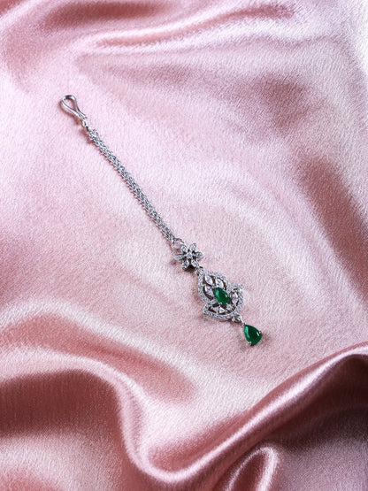 American Diamond Studded Maang Tika - Opal Touch