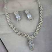 Necklace - American Diamond Stylish Necklace Set - Opal Touch