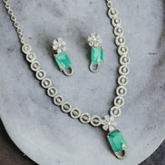 Necklace - American Diamond Stylish Necklace Set - Opal Touch