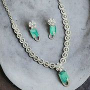Necklace - American Diamond Stylish Necklace Set - Opal Touch