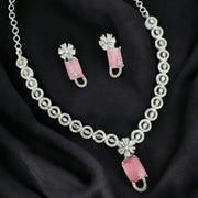 Necklace - American Diamond Stylish Necklace Set - Opal Touch